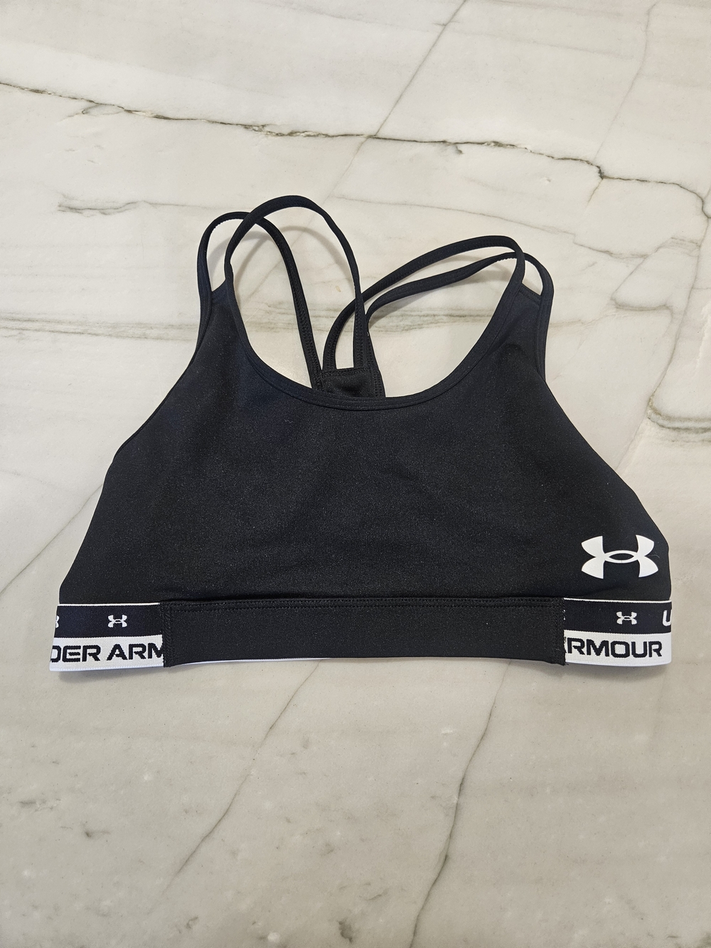 Under Armour Girls HeatGear Crossback Sports Bra - Black - Youth XS